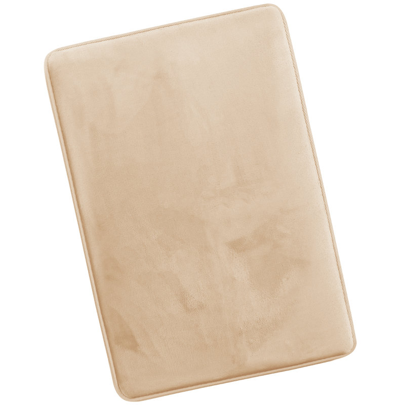 Tapis de bain en mousse viscoélastique ultra-doux avec envers antidérapant en PVC, Grand: L 32 po x l 20 po, Beige / Crème