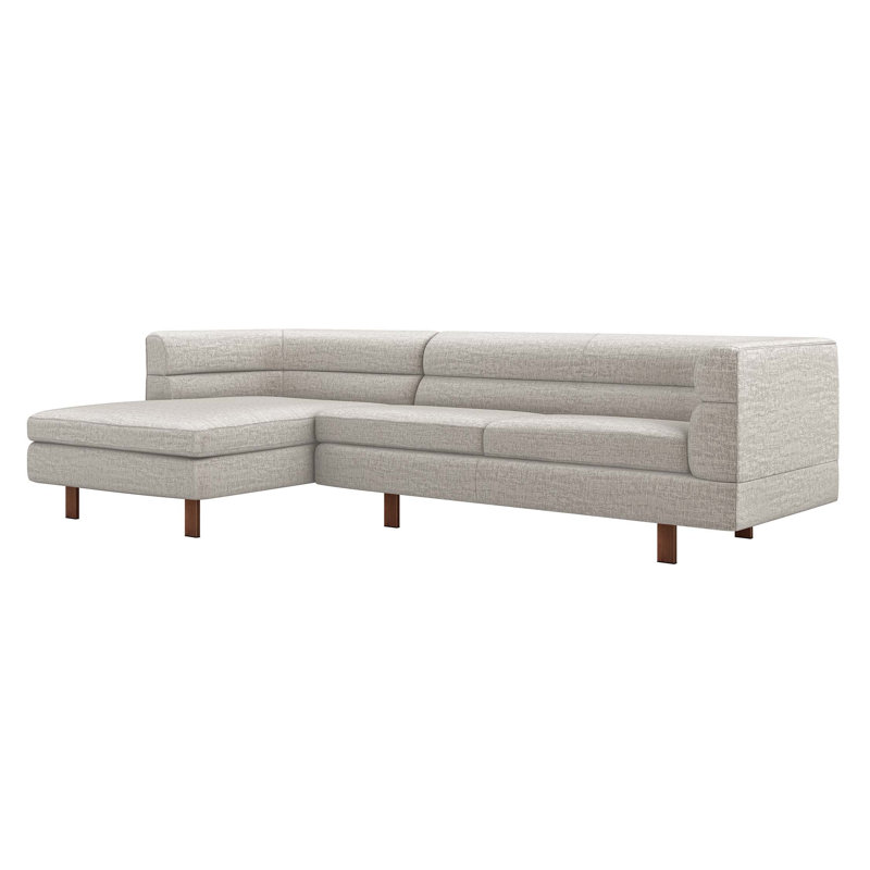 Ornette Chaise Sectional, Pewter, Storm Polyester Blend, Left Hand Facing