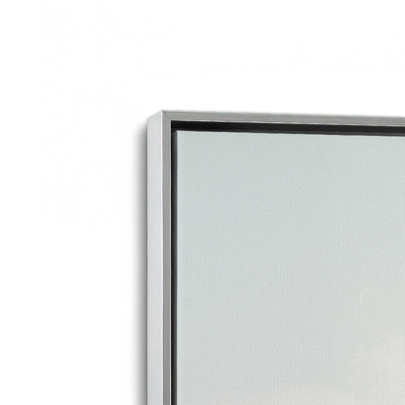 Impression sur toile Golden Palm View, Cadre flottant en chrome poli, H 18,75 po x l 12,75 po x P 1,75 po
