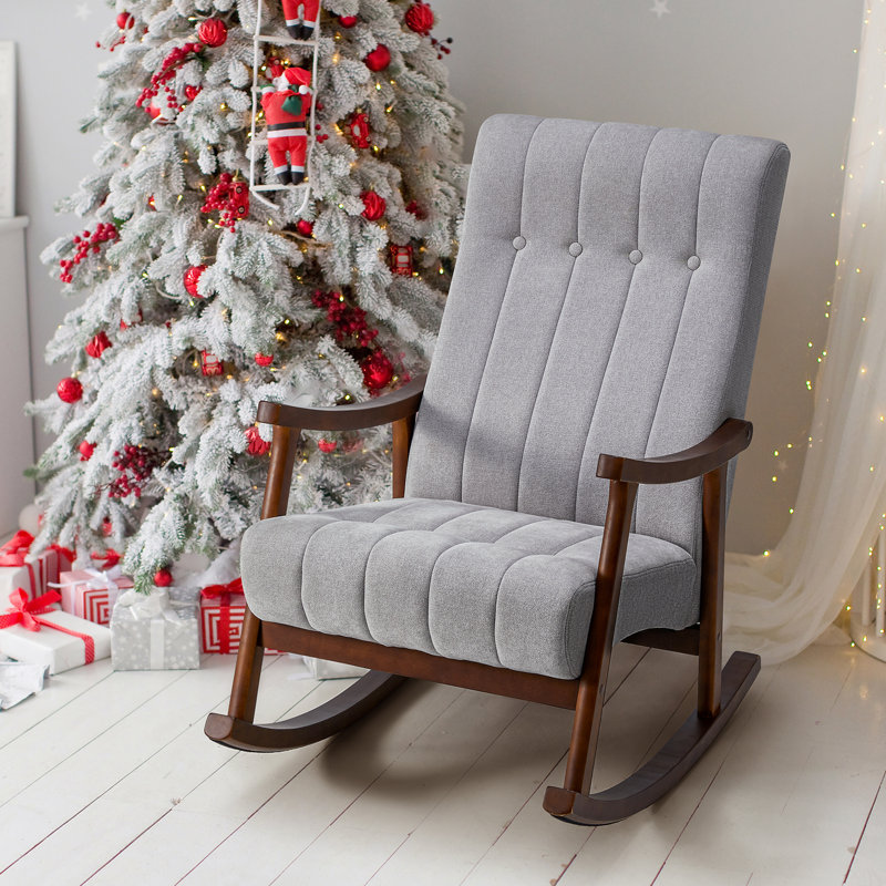 Chaise berçante avec pieds en bois massif, Gris