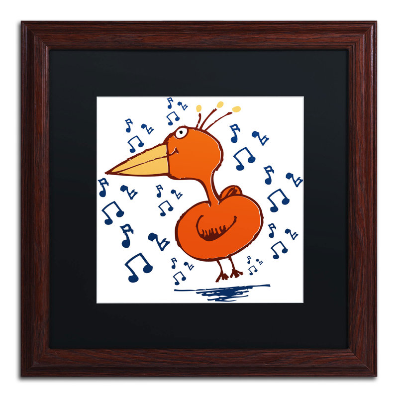 « music oiseau » par carla martell, art encadré, Noir, H 16 po x l 16 po