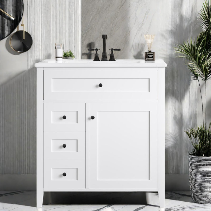 Meuble-lavabo moderne (avec meuble-lavabo et lavabo), salle de bain en bois aggloméré de 30 po