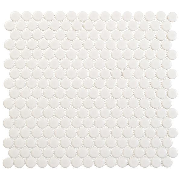 Stylish-Sweetpea 1-in. Penny Round Stone Look Glossy Porcelain Wall & Floor Mosaic Tile