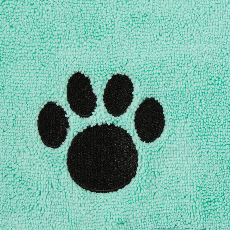 Couverture en polyester AQUA brodé PAW, Aqua, L 26 po x l 16 po