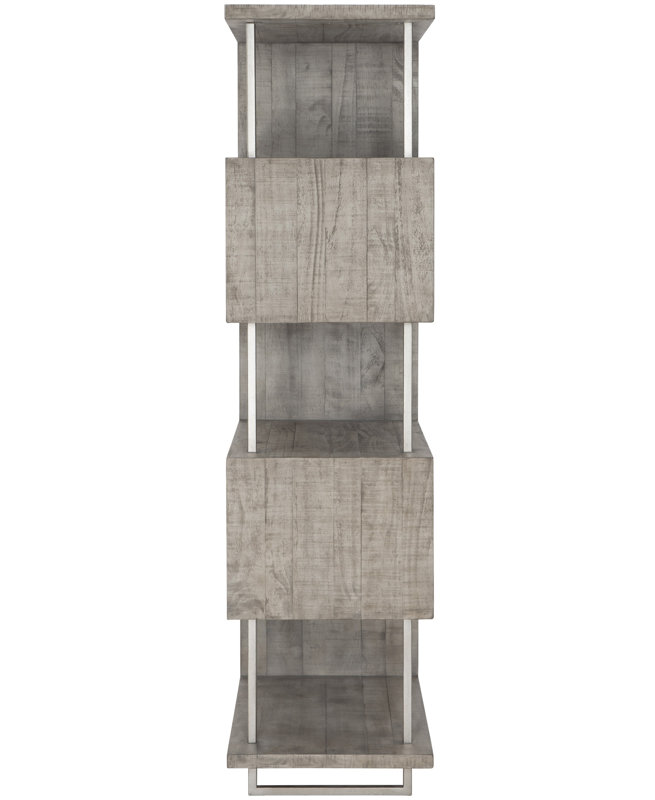 Polk Transitional 5-Shelf Gray Pine and Metal Etagere Bookcase
