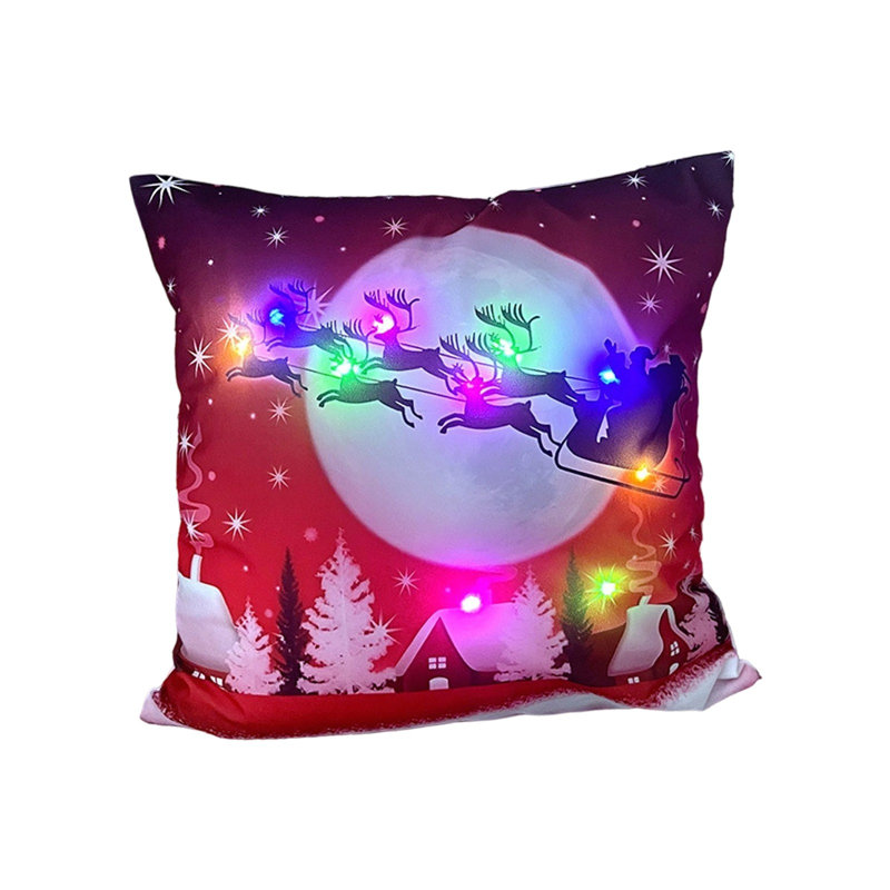 Christmas LED Pillows Holiday Gifts LED Pillows That Can Flash Or Stay On Two Mode Switching Printed Sofa Pillows Cushions Pillowcases