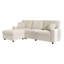 L-Shaped Corner Sofa with Ottoman & 2 Cushions – Chenille Fabric, Modern Minimalist-419210817