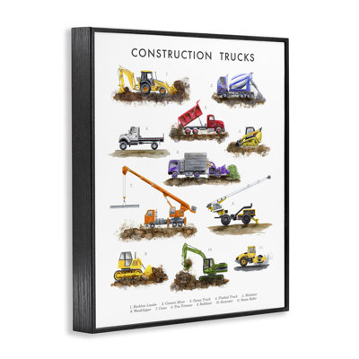  Camions de construction éducatifs, estampe numérique encadrée par Brett Blumenthal