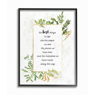 " The Best Things Green Gold Watercolor Inspirational Word Design "