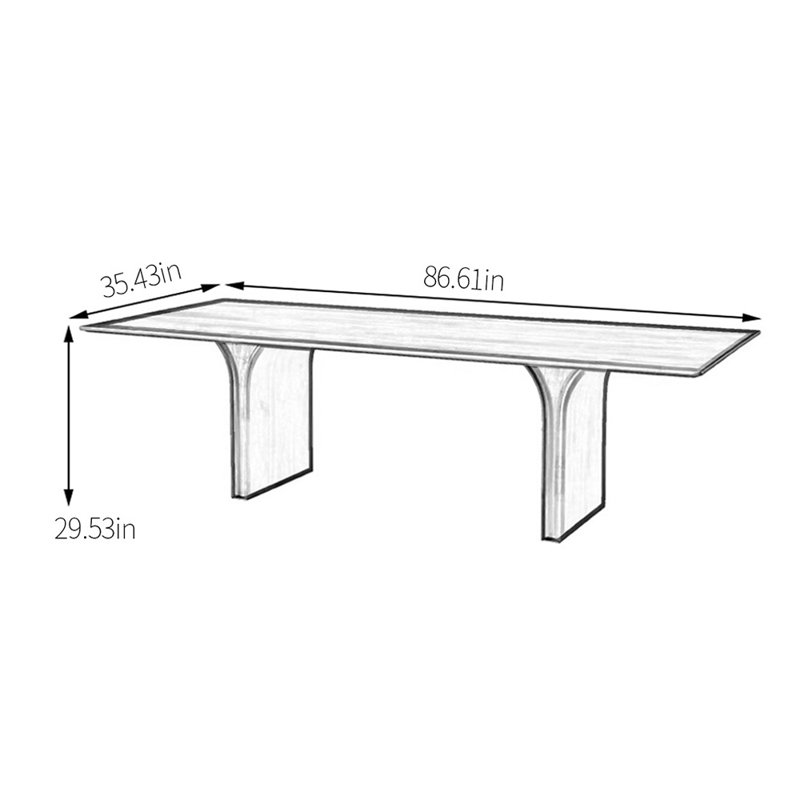 Walnut rectangular dining table, 29.53"H x 86.61"L x 35.43"W