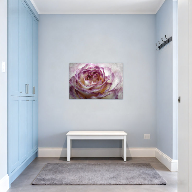 Plantes et fleurs, motif floral mauve et blanc, H 32 po x l 48 po