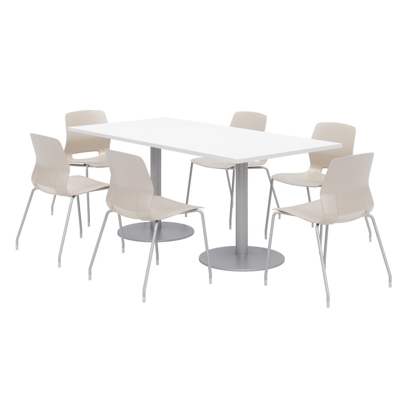 Ensemble de table de salle à manger rectangulaire 72 "et chaise, Bleu ciel, Blanc de designer
