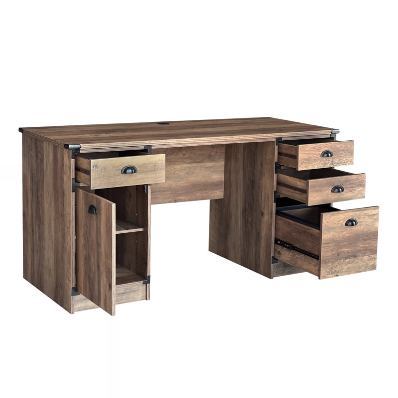 Piece Executive Desk Office Set, Rustic Oak
