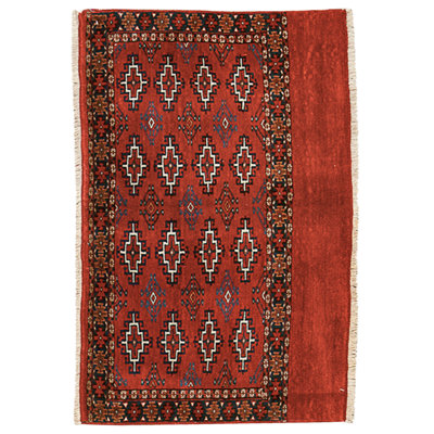 Hand Knotted Wool Area Rug in Red