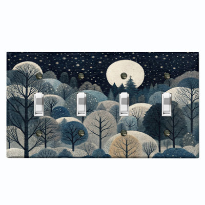 Couvercle de plaque d'interrupteur en métal; Bascule à 4 bandes US Standard - Midnight Forest
