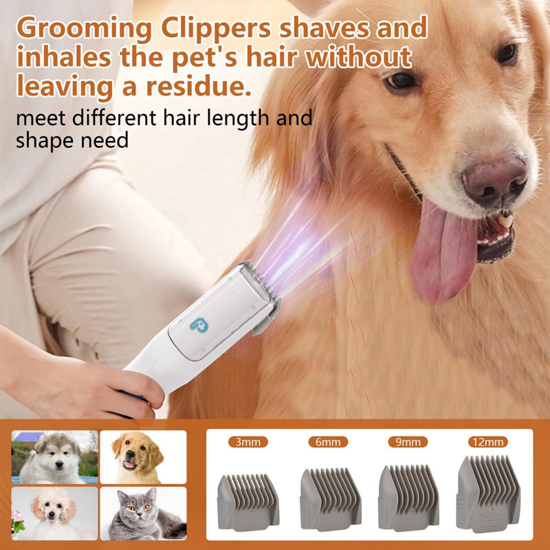 Orange and White Pet Grooming Vacuum Kit with Multiple Attachments