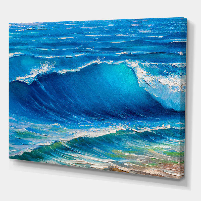 «Sunshine Reflecting Throug Braking Waves» - reproduction d'art sur toile tendue, H 36 po x l 46 po x P 1,5 po