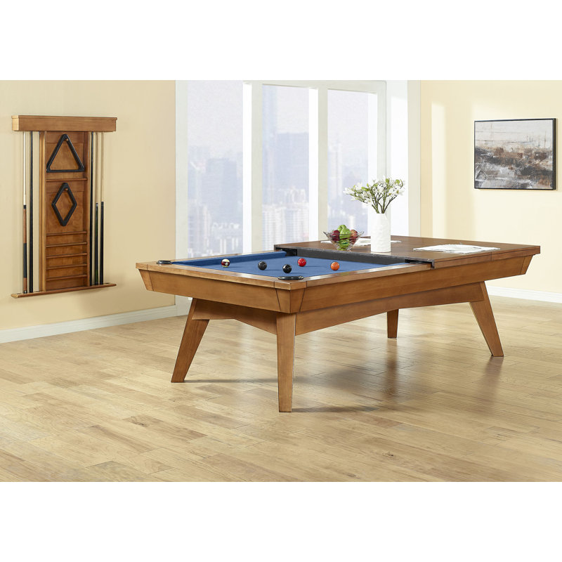 Playcraft Copenhagen 8' Slate Pool Table with Dining Top and Benches, Academy Blue