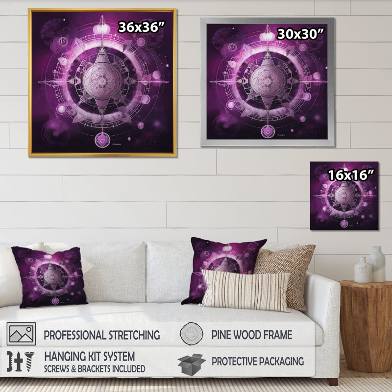 Mystique fuchia sacré Chakra portail I, H 16 po x l 16 po x P 1 po, Toile tendue