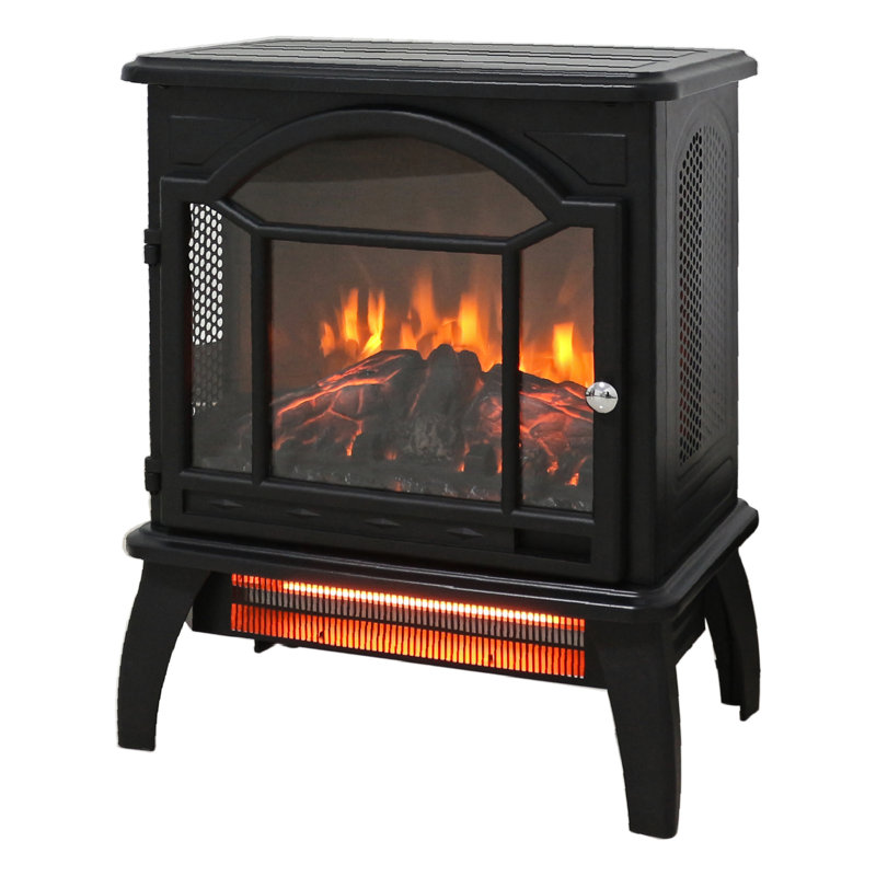 Foyer électrique à quartz infrarouge 18 pouces à flamme 3D - 1 500 W de chaleur, 5 000 / H, portatif, sécuritaire, température de luminosité réglable, télécommande, maintient l'humidité