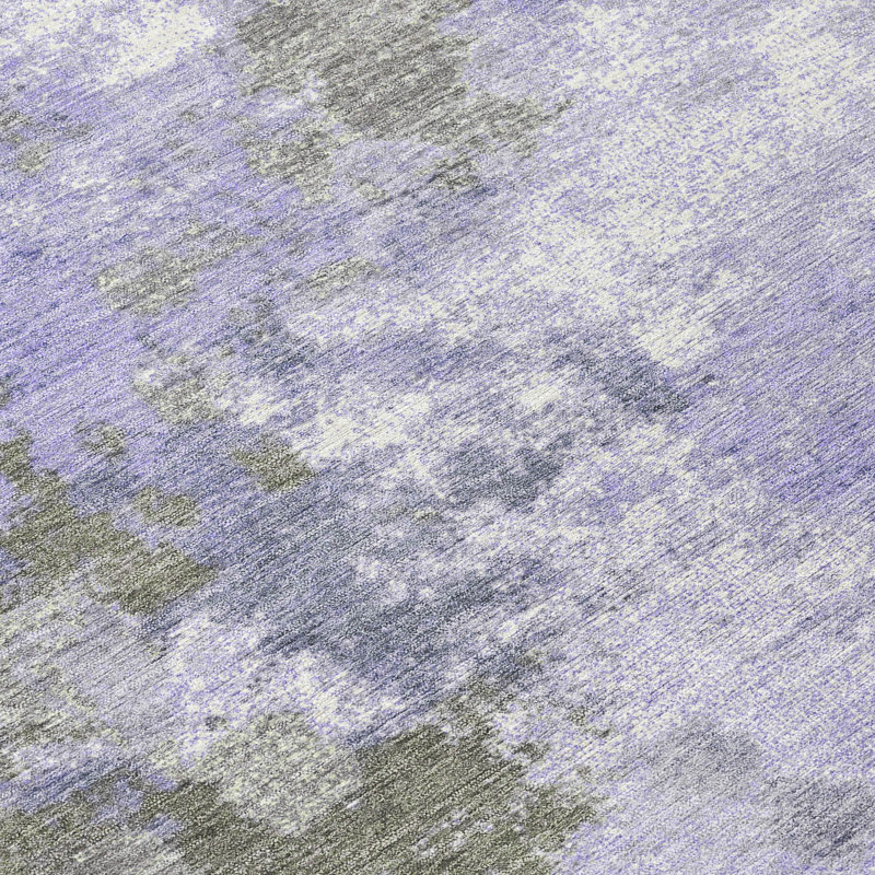 Machine Washable Indoor/Outdoor Xhevrie Lavender Rug, Rectangle 3' x 5'