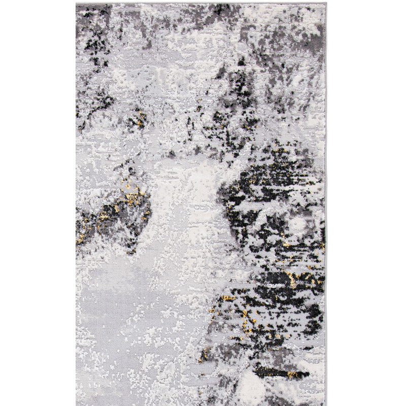 Tapis gris / or / noir Battaglia, Rectangle 6 pi x 9 pi