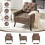 Fauteuil d'appoint rembourré en chenille de style Mid-Century avec pieds rembourrés en bois-633533727