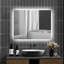 Miroir de salle de bain 35 po x 28 po avec brouillard, luminosité réglable, température de couleur réglable, mémoire, montage mural, horizontal / vertical, Cri90 +, film résistant, imperméable, lumières en aluminium, interchangeable, monté,