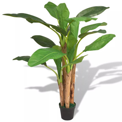 Artificial Tree with Pot Faux Banana Tree Fake Banana Tree 59.1" Green