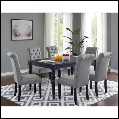 Leviton Urban Style Wood Dark Wash Turned-Leg Dining Set: Table And 6 Chairs