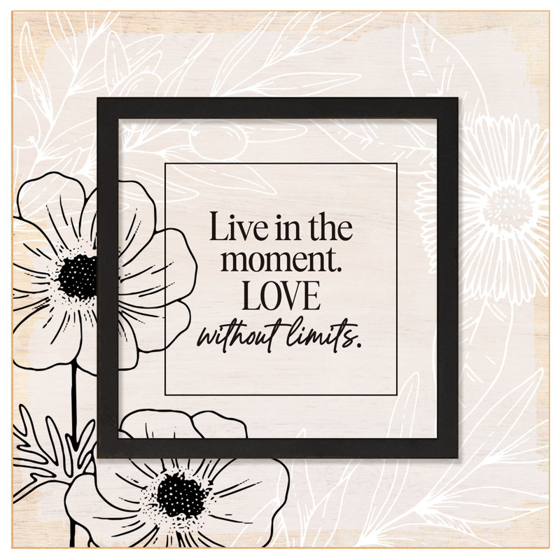 Live In The Moment. Plaque en bois Love W / O Limits 6 po x 6 po