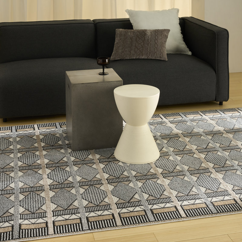 Alisah Geometric Machine Made Area Rug, Rectangle 122 x 183 cm, Ivory Multi