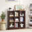 9 Cube Storage Book Shelf, 41" Tall Organizer Bookcase With Curved Edge, Wood Floor Standing 3-Tier Cubby Bookshelf With Base, Vintage Display Book Case For Bedroom, Office-161570689-160441336