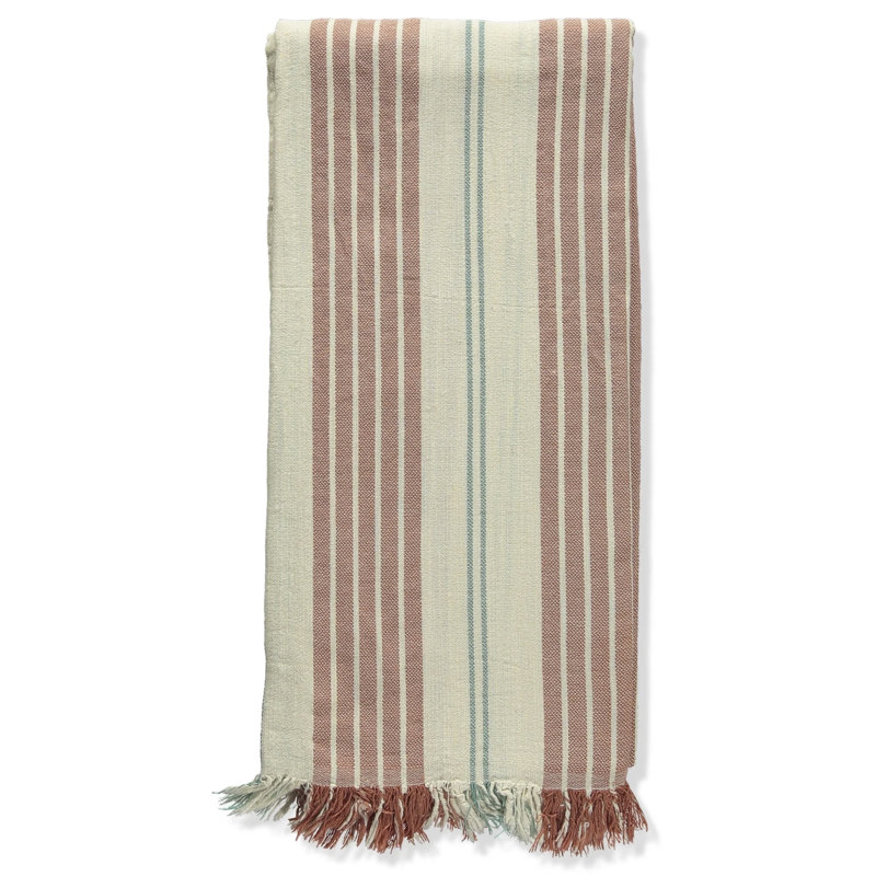 Green Newport Stripe Turkish Cotton Towel, Red