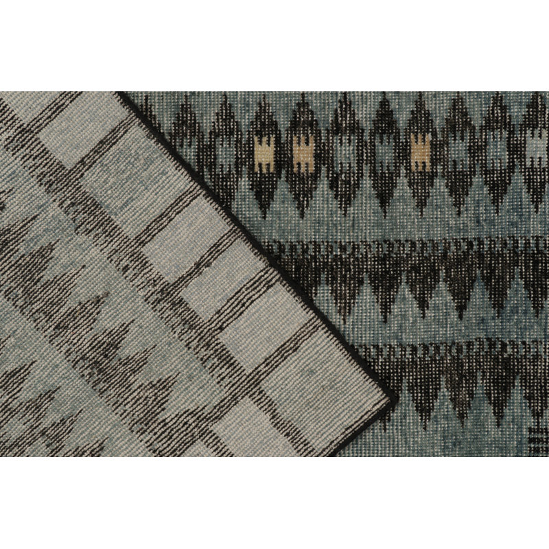 Distressed Homage Hand Knotted Wool Geometric Area Rug, Rectangle 12' x 15'