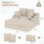 Canapé-lit de 53 po surdimensionné pour chaise longue sans os, mousse très épaisse avec coussins, porte-gobelets et poches latérales, fauteuil de lecture sans assemblage, beige