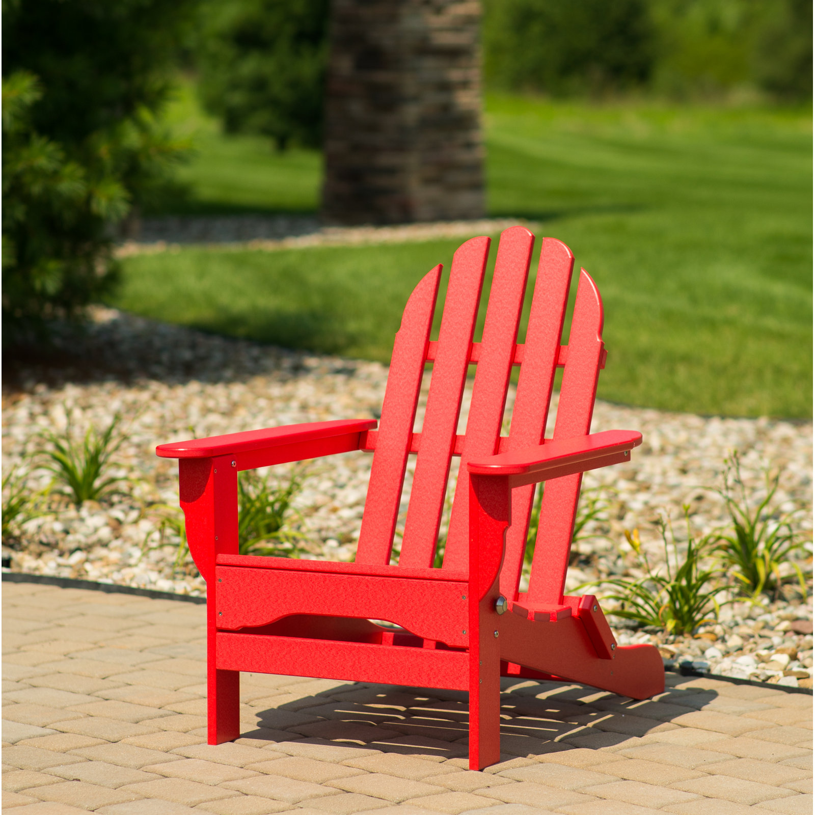 Leighton Foldable Adirondack Chair, Bright Red