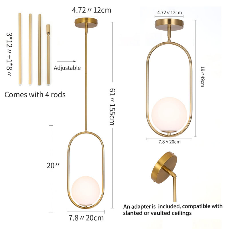 Luminaire suspendu 1 lumière Genioara, Or