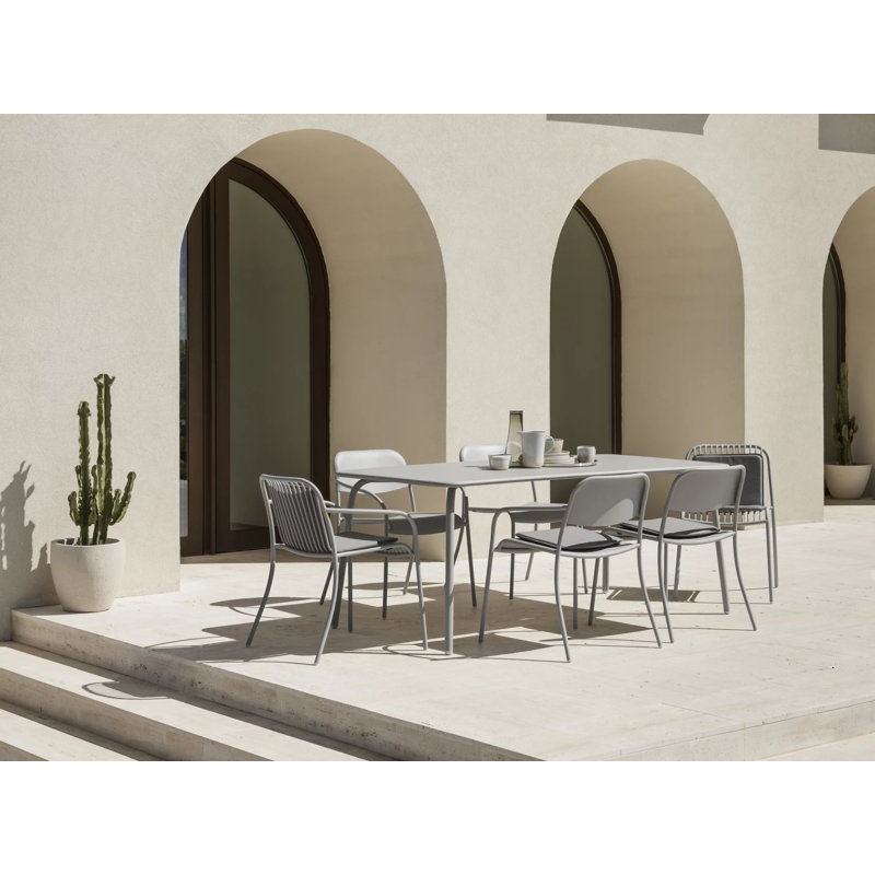 YUA Stacking Patio Dining Armchair - Wire, Granite Gray
