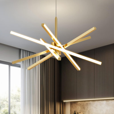 Modern Sputnik Chandelier Ceiling 82W LED Gold Pendant Light Embedded Mount Chandeliers
