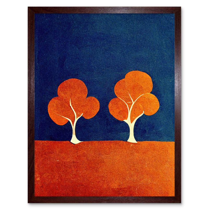 Abstract Matisse Style Trees Forest - Print, Brown Framed Paper, 43cm H x 33cm W x 2cm D