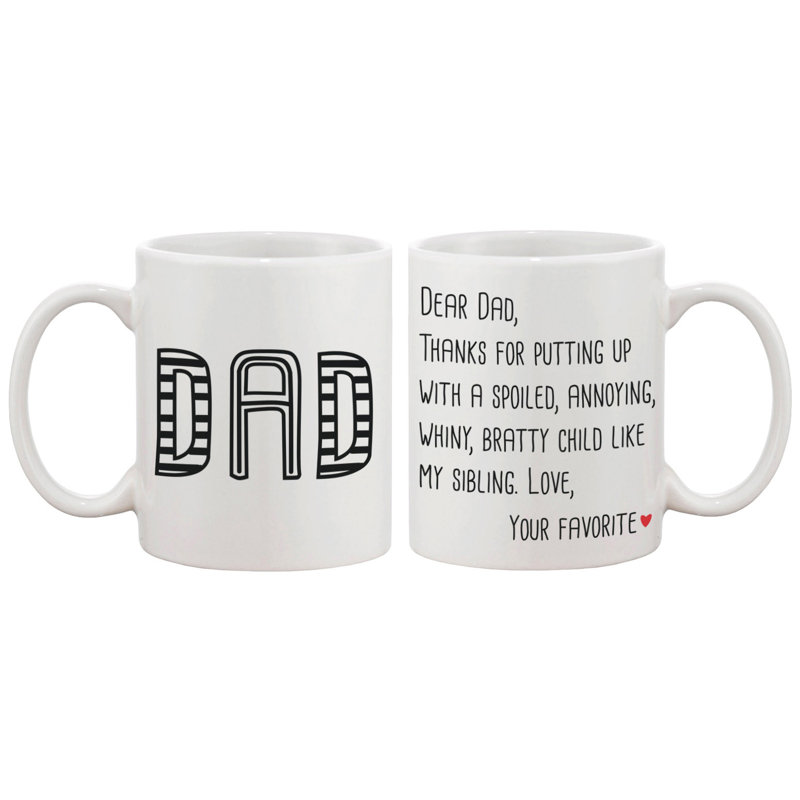 White Ceramic Dad Coffee Mug with Funny Message