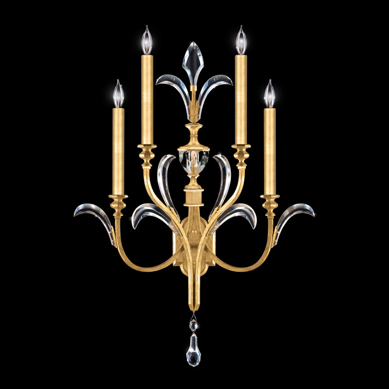 Beveled Arcs Candle Wall Light, Gold