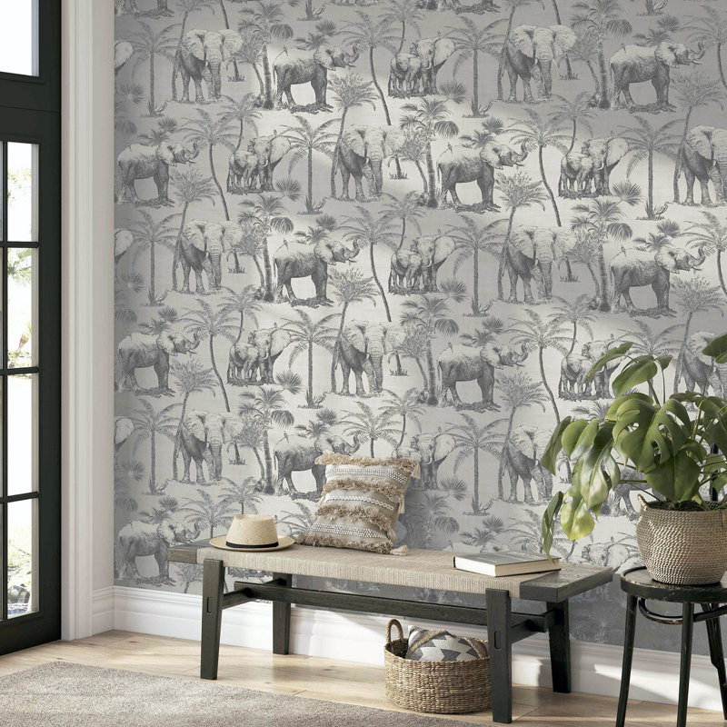 Papier peint Adelia Neutral Elephant Grove