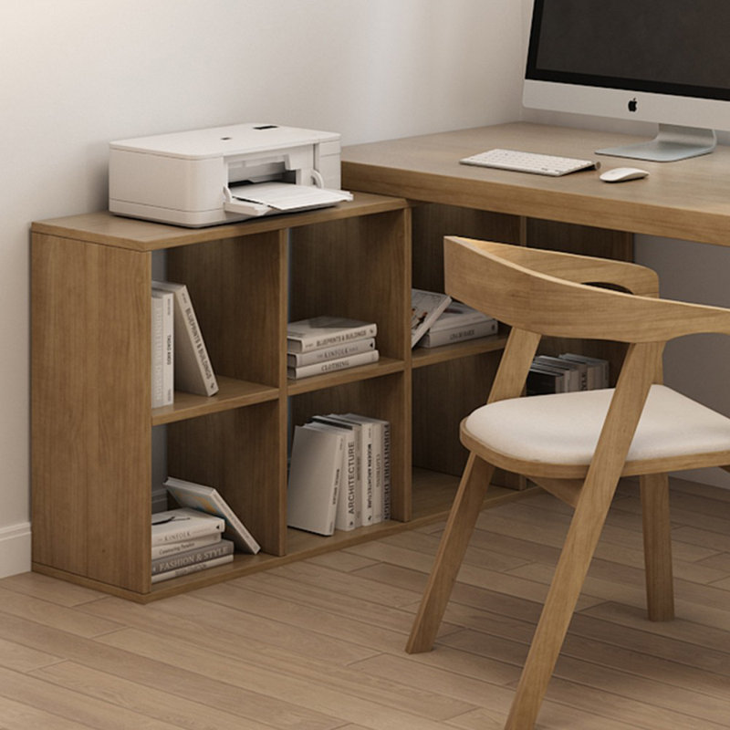 Wood color L-Shaped Solid Wood Desks, Left Hand Return, 29.53" H x 55.12" W x 55.12" D
