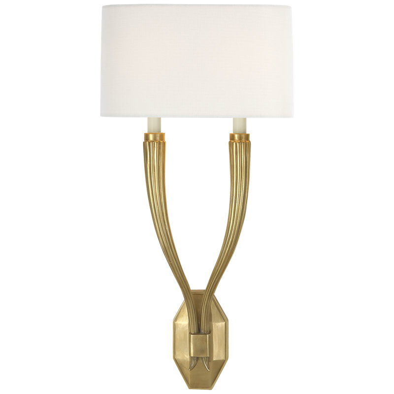 Chapman & Myers Ruhlmann Double Sconce, Antique-Burnished Brass, Fabric