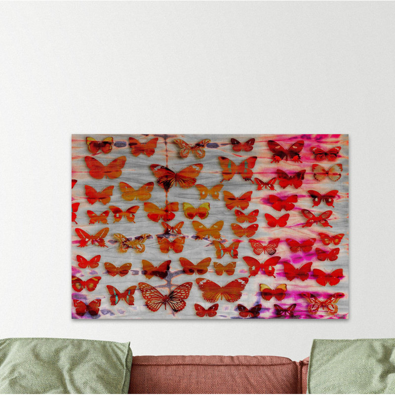 «Red Moths» par Parvez Taj, reproduction d'art sur toile tendue, H 12 po x l 18 po