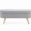 Banc de rangement repose-pieds ovale avec pieds en bois-352851055