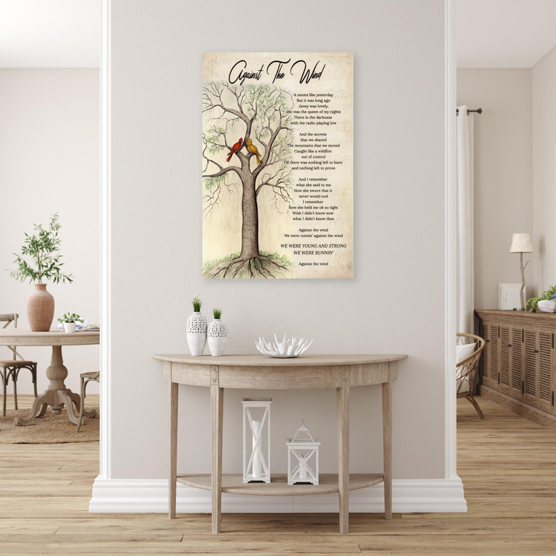 " Against The Wind Lyric ", 36" H x 24" W x 1.25" D