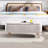 Modern White Storage Bench With Soft Faux Fur Padding For Bedroom Gold Legs And Exterior